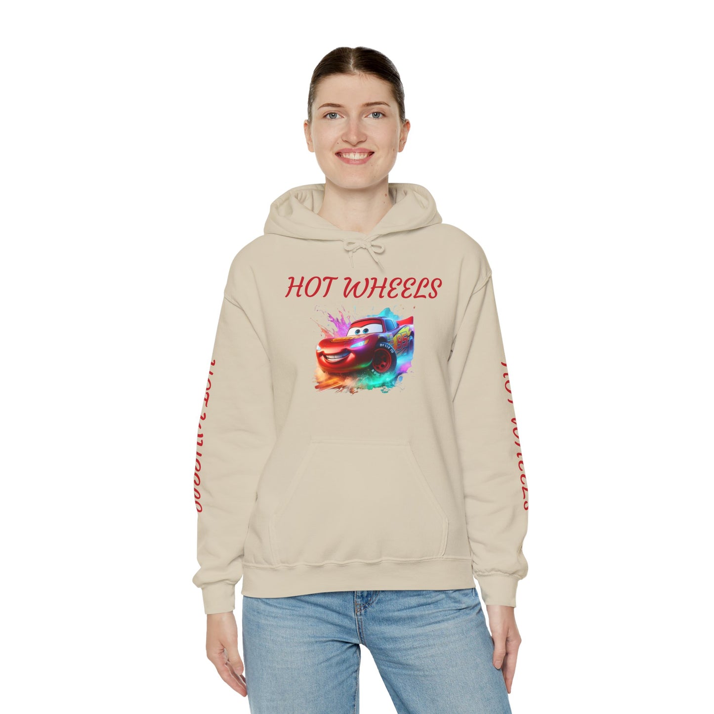 Princess Grace  Hot Wheels Unisex Heavy Blend Hooded Sweatshirt Fun and Colorful Racing Design