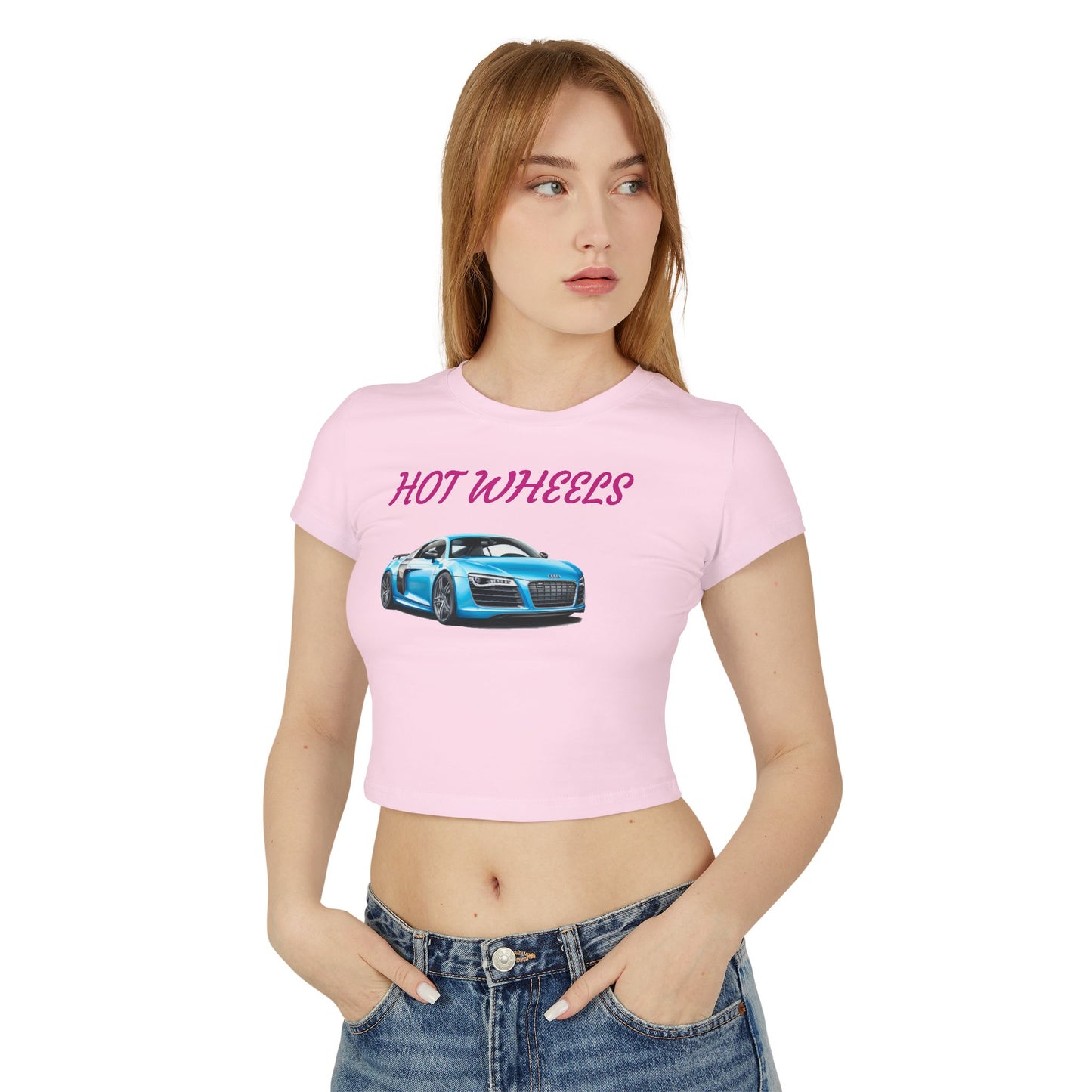 Princess Grace  Women's Baby Tee Hot Wheels Graphic Car Shirt for Car Enthusiasts