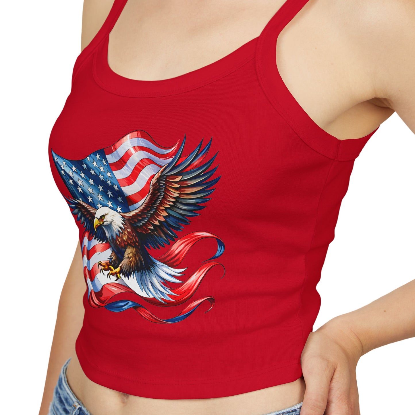 Princess Grace  Patriotic Women's Spaghetti Strap Tank Top USA Eagle Design