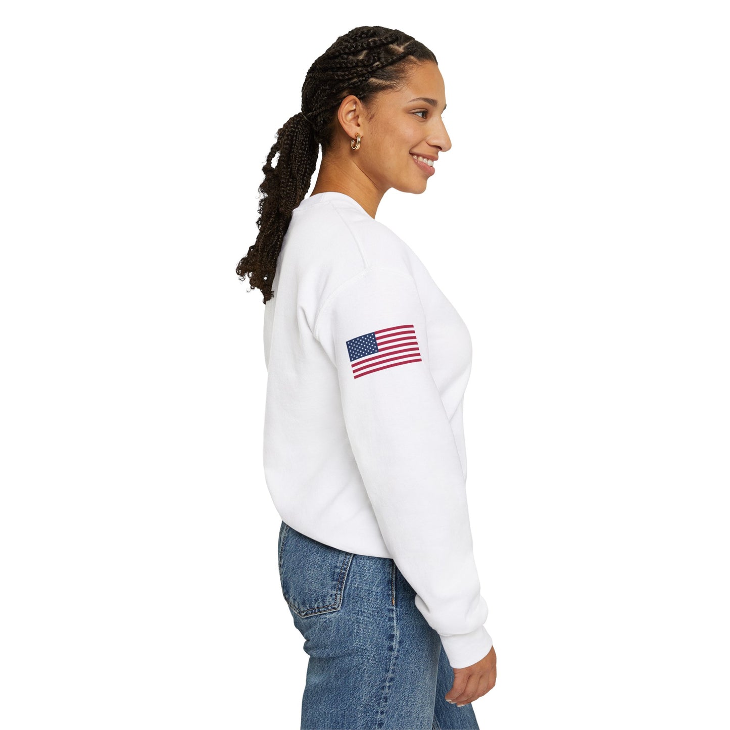 Princess Grace  Patriotic Unisex Crewneck Sweatshirt with American Flags