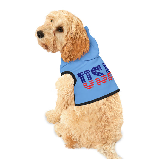 Princess Grace  USA Flag Pet Hoodie  Stylish and Cozy Dog Apparel for Holidays and Celebrations
