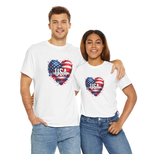 Princess Grace  Patriotic Heart Unisex Cotton Tee  USA Freedom Shirt