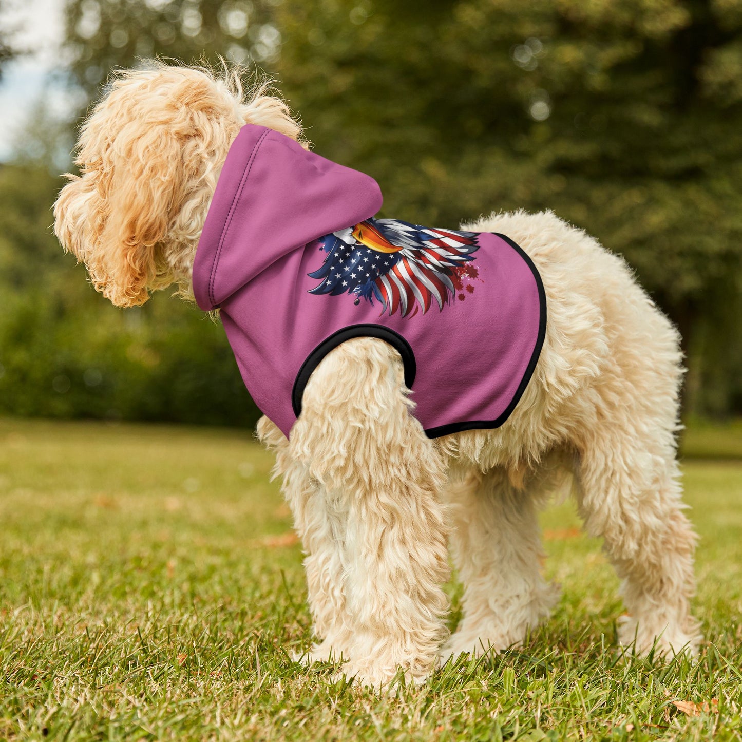 Princess Grace  Patriotic Eagle Pet Hoodie  Cozy Dog Hoodie for American Holidays