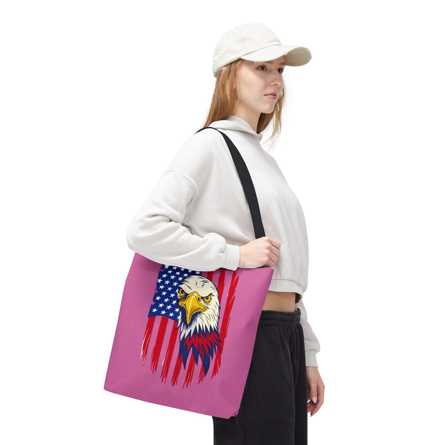 Princess Grace  Patriotic Eagle Tote Bag Bold American Flag Design