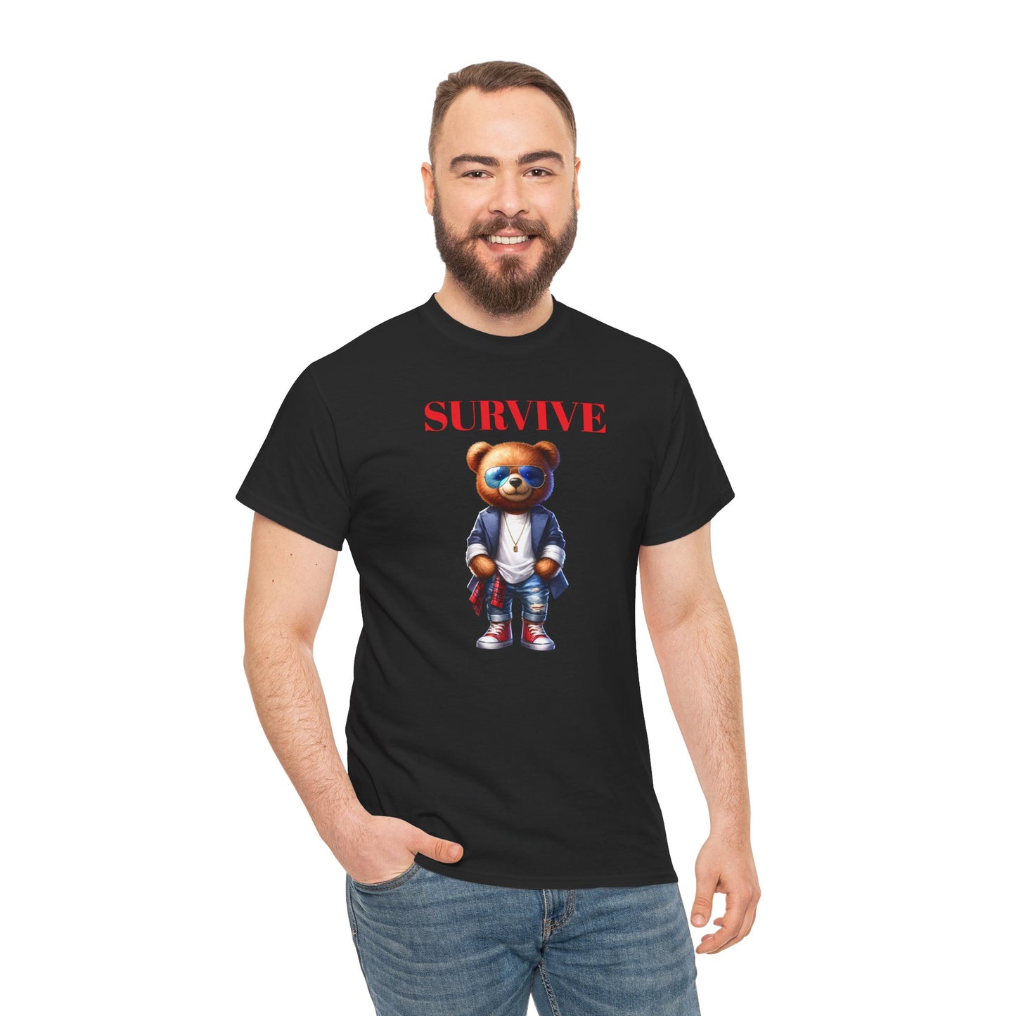 Princess Grace  Survive Graphic Unisex Heavy Cotton Tee  Trendy Bear Design