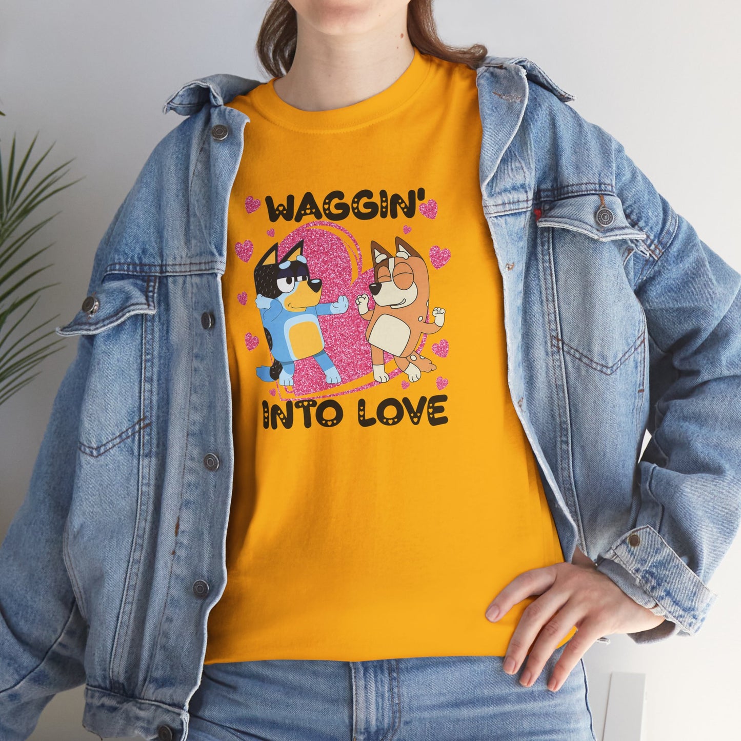 Princess Grace  Bluey  Waggin' Into Love Unisex Heavy Cotton Tee  Cute Pet Themed Shirt for Animal Lovers