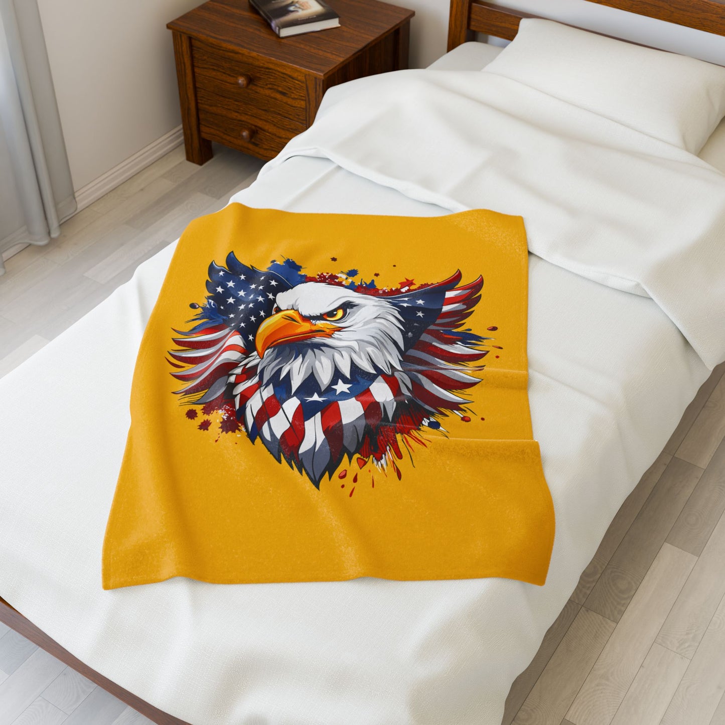 Princess Grace  Patriotic Eagle Velveteen Plush Blanket  Cozy and Bold Decor for Independence Day and All Year Round