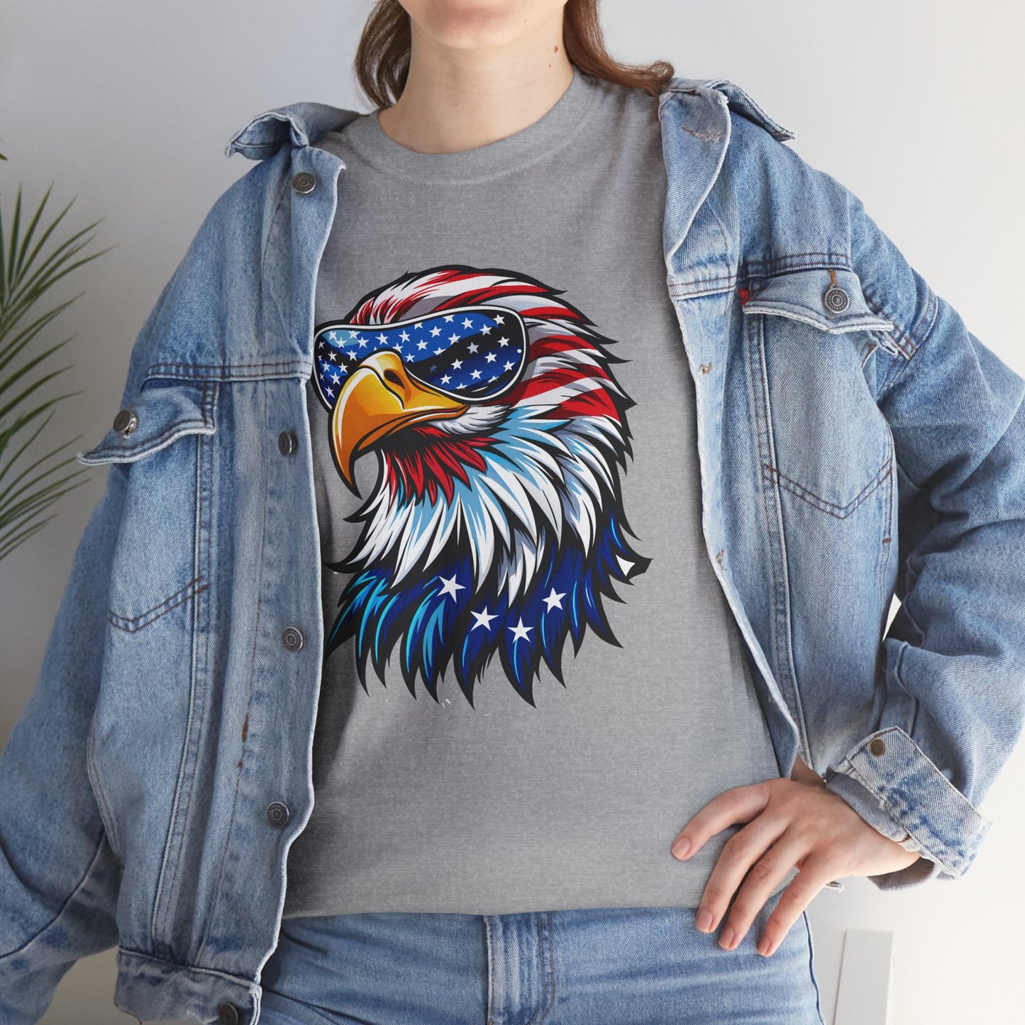 Princess Grace  Patriotic Eagle Unisex Heavy Cotton Tee 4th of July Spirit