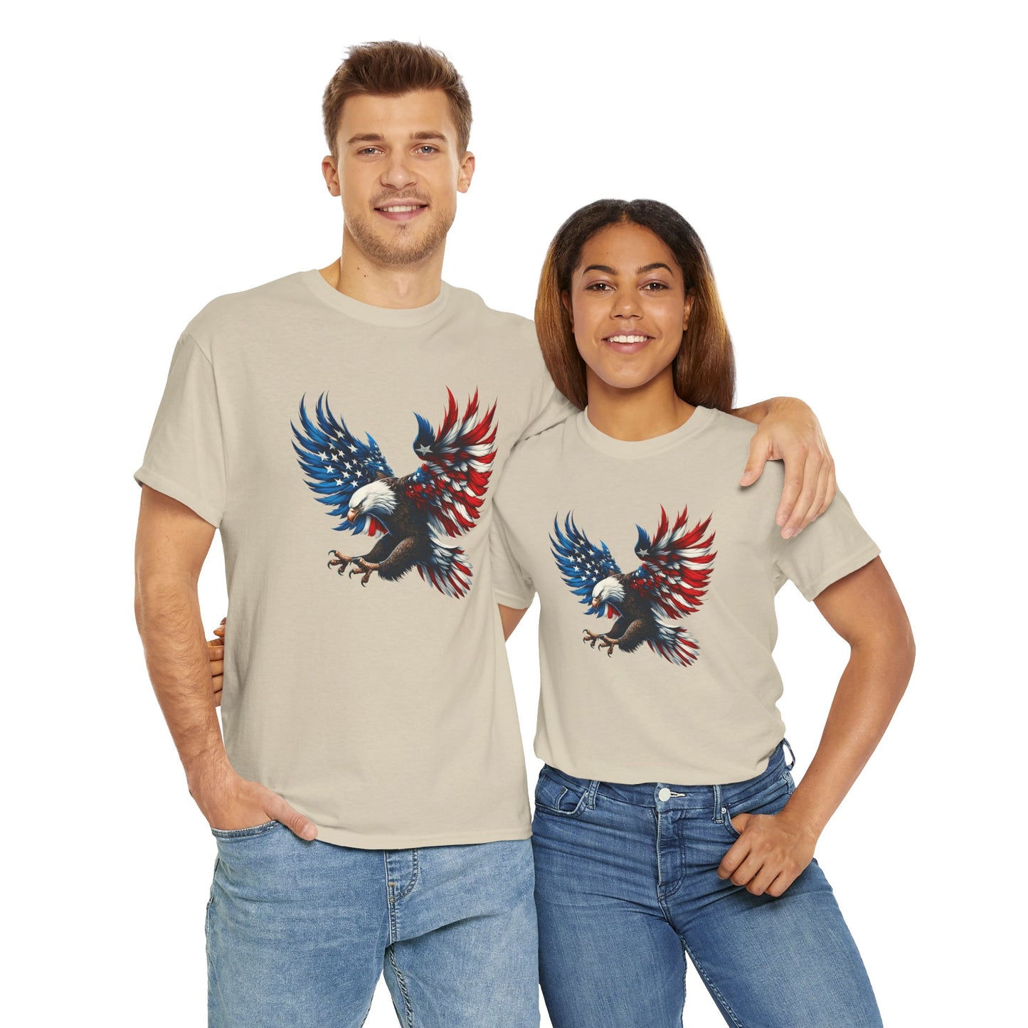 Princess Grace  Patriotic Eagle Unisex Heavy Cotton Tee  Bold USA Graphic Shirt