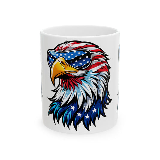 Princess Grace Patriotic Eagle Ceramic Mug - 11oz & 15oz  Perfect for 4th of July and Everyday Use