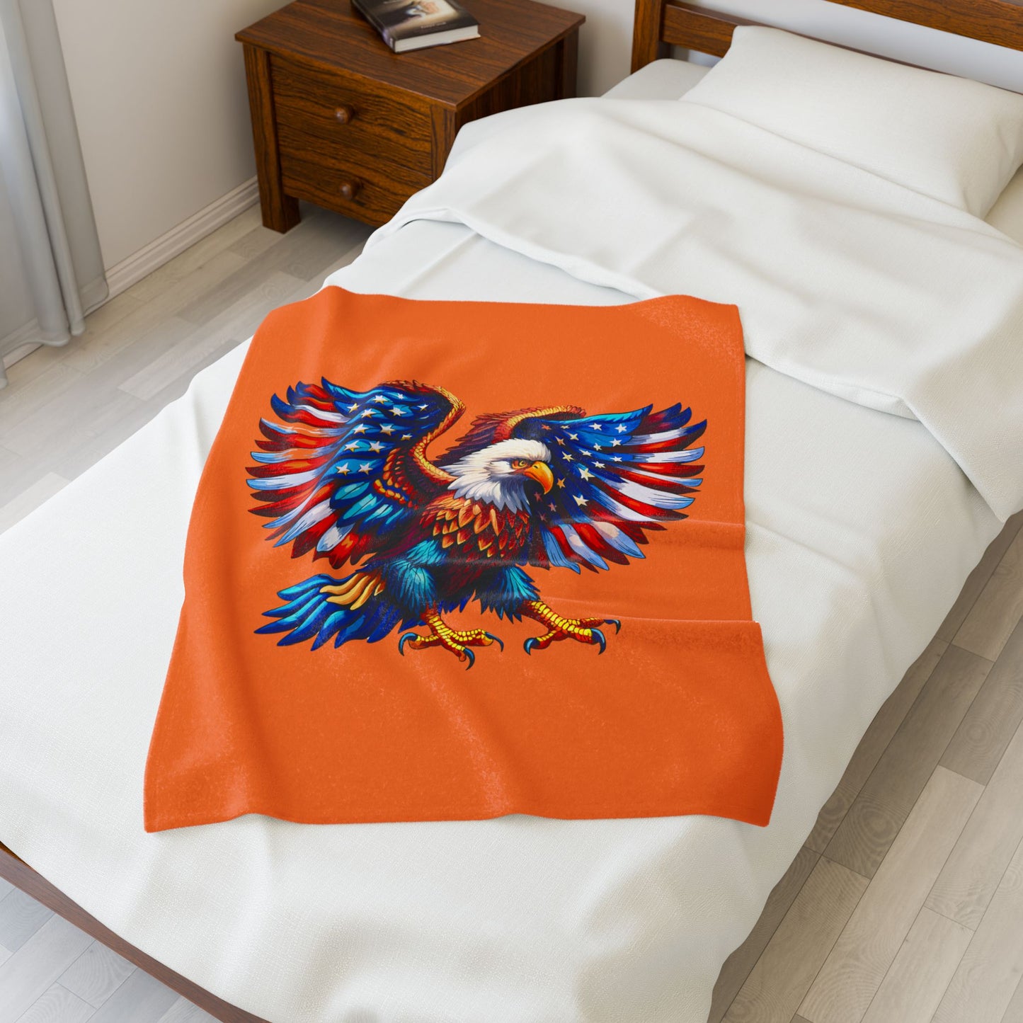 Princess Grace  Patriotic Eagle Velveteen Plush Blanket  Cozy American Spirit Decor