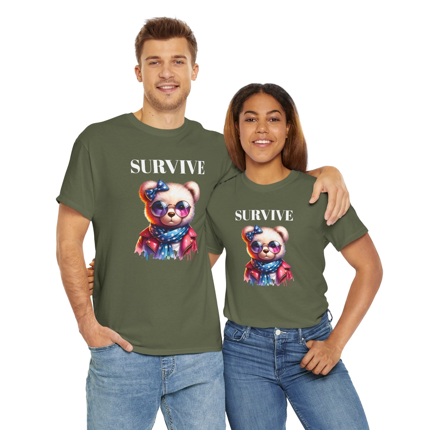 Princess Grace  Cute Panda Illustration "Survive" Unisex Heavy Cotton Tee