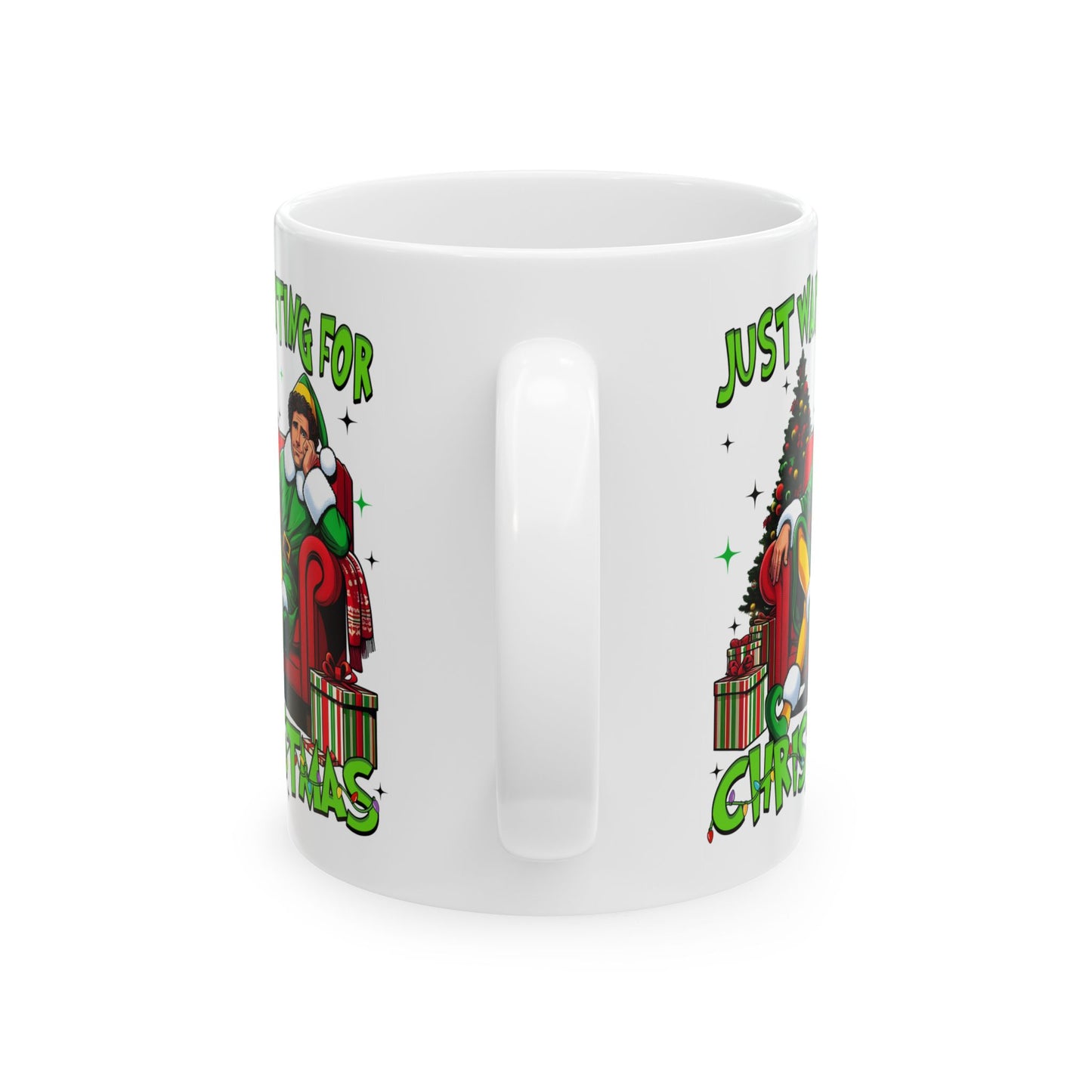 Princess Grace Funny Christmas Ceramic Mug   'Just Waiting for Christmas'