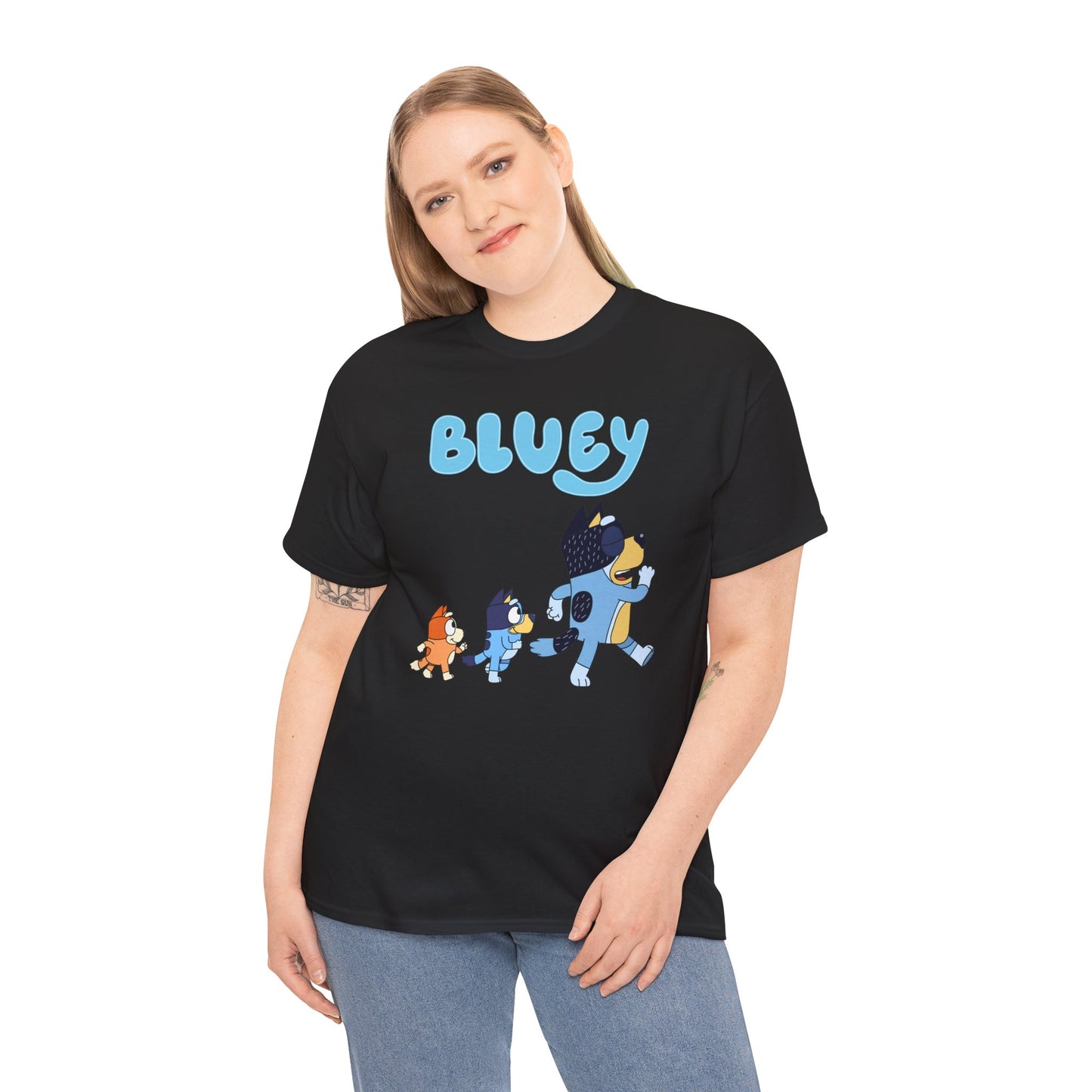 Princess Grace  Bluey Unisex Heavy Cotton Tee  Cute Cartoon T-Shirt for Kids and Adults