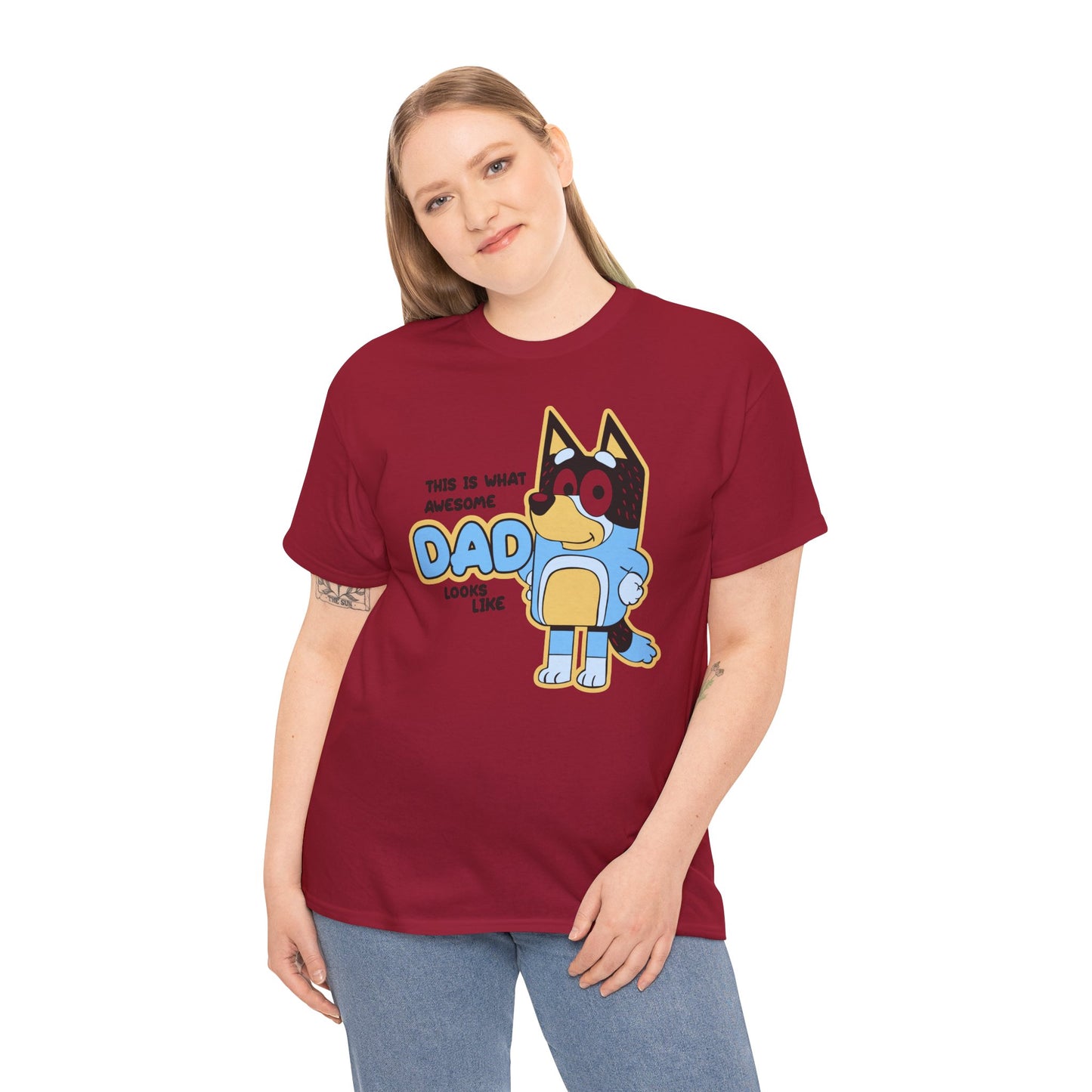 Princess Grace  Bluey  Awesome Dad Unisex Heavy Cotton Tee  Funny Gift for Father's Day