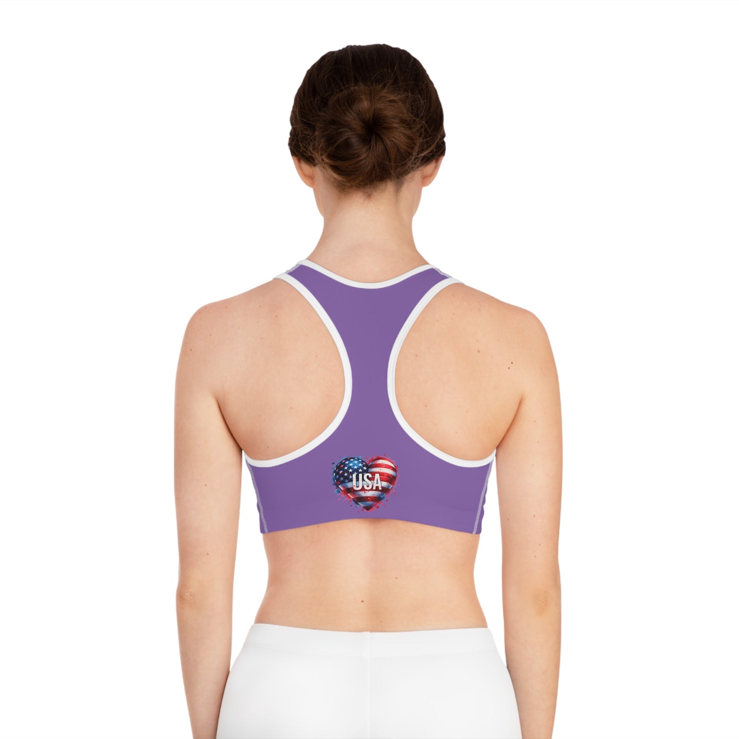 Princess Grace  Patriotic USA Heart Sports Bra