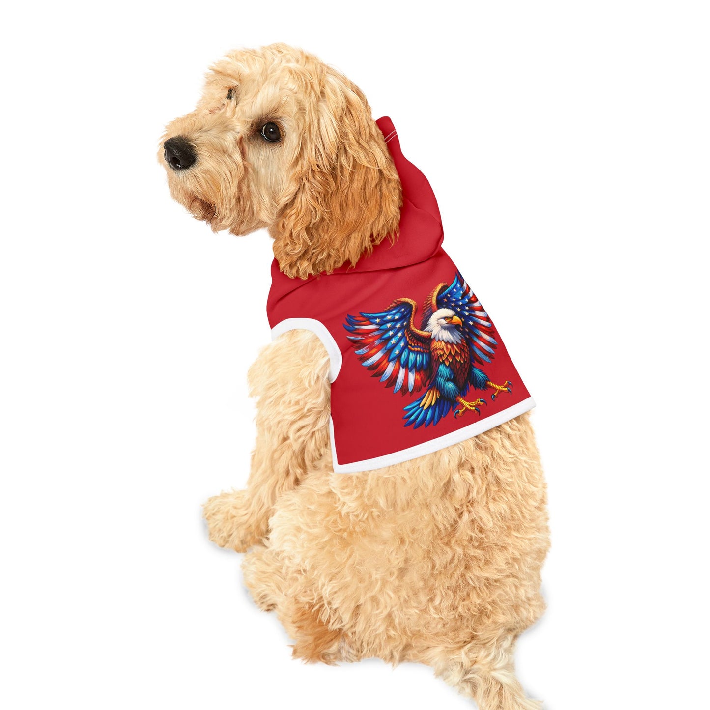 Princess Grace  Patriotic Eagle Pet Hoodie Red Hoodie for Dogs Perfect for Holidays and Celebrations