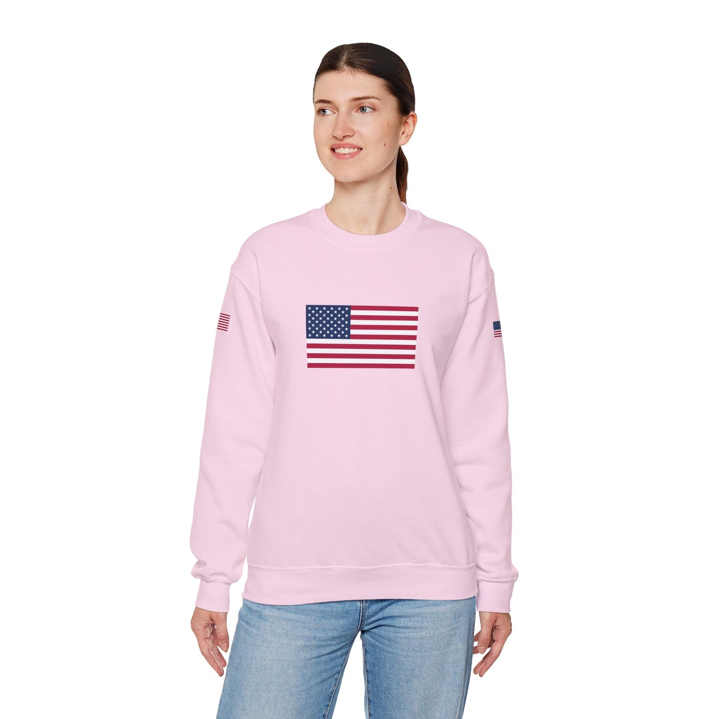 Princess Grace  TAEM USA  Patriotic Unisex Crewneck Sweatshirt with American Flags