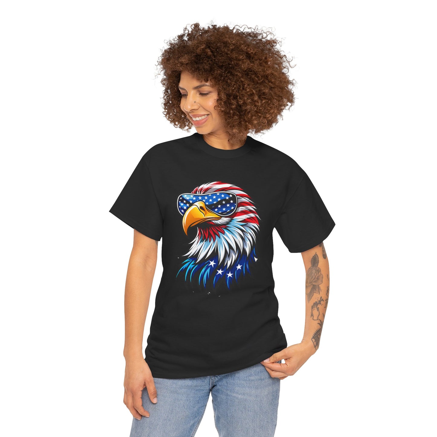 Princess Grace  Patriotic Eagle Unisex Heavy Cotton Tee 4th of July Spirit