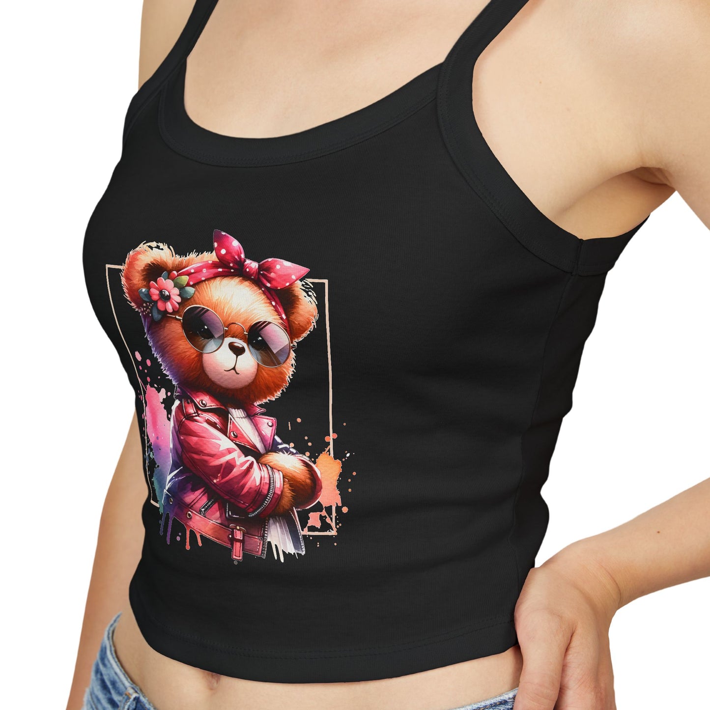 Princess Grace  Cute Graphic Women's Spaghetti Strap Tank Top  Trendy Bear Design