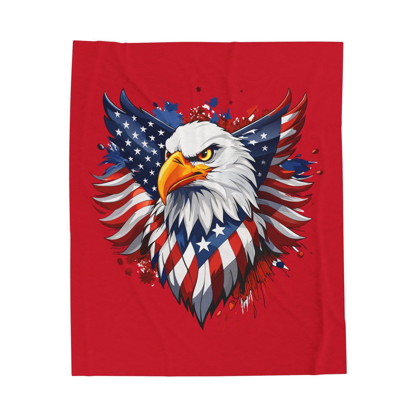 Princess Grace  Patriotic Eagle Velveteen Plush Blanket  Cozy Red Blanket for National Holidays