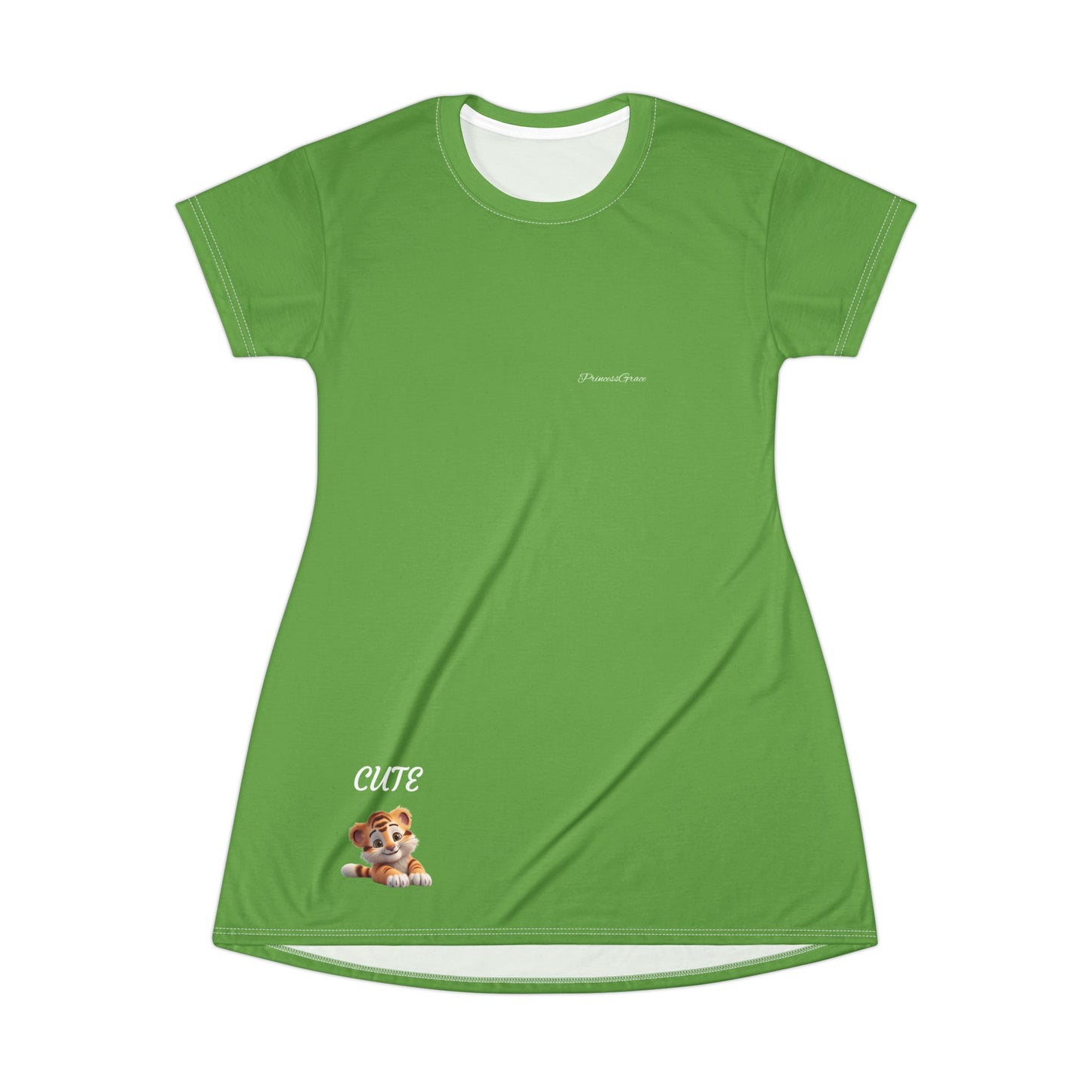 Princess Grace  Cute Green T-Shirt Dress  Perfect for Everyday and Parties