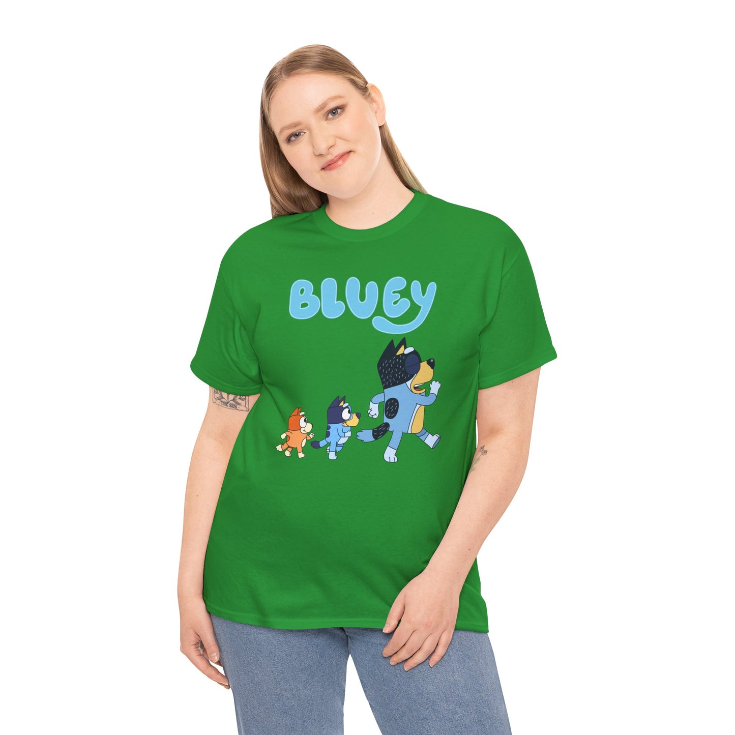 Princess Grace  Bluey Unisex Heavy Cotton Tee  Cute Cartoon T-Shirt for Kids and Adults