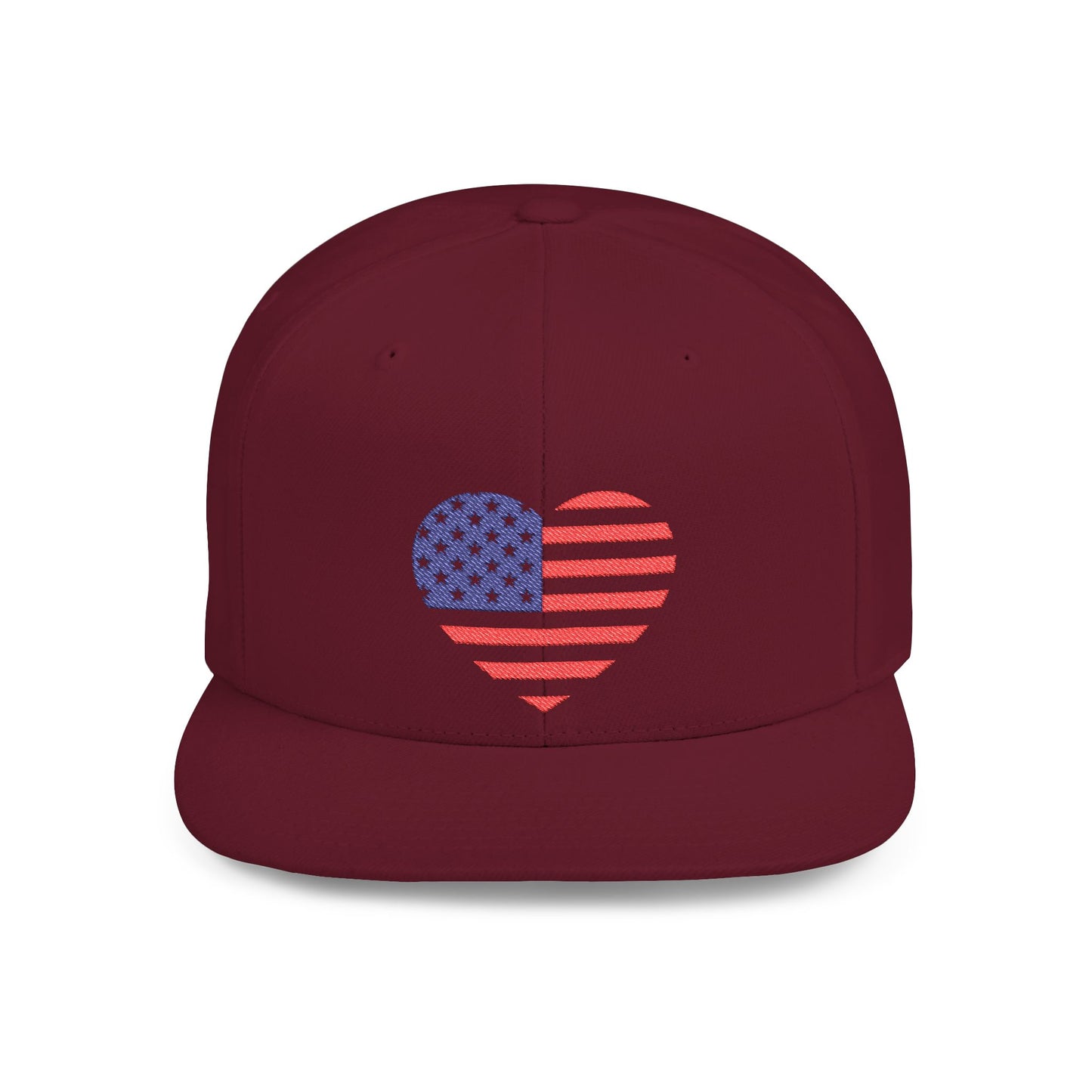 Princess Grace Patriotic Heart Flat Bill Snapback Cap