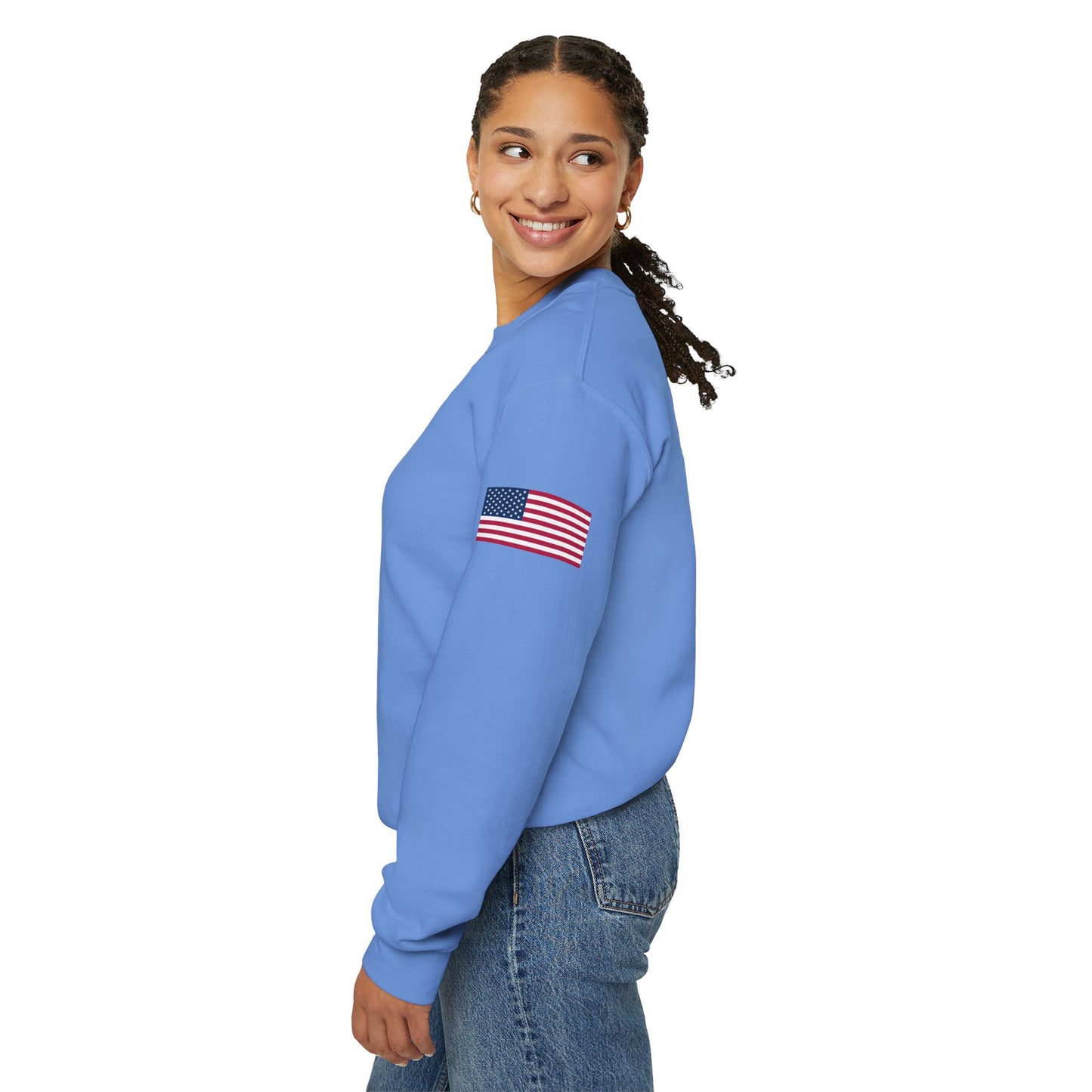 Princess Grace  Patriotic Unisex Crewneck Sweatshirt with American Flags