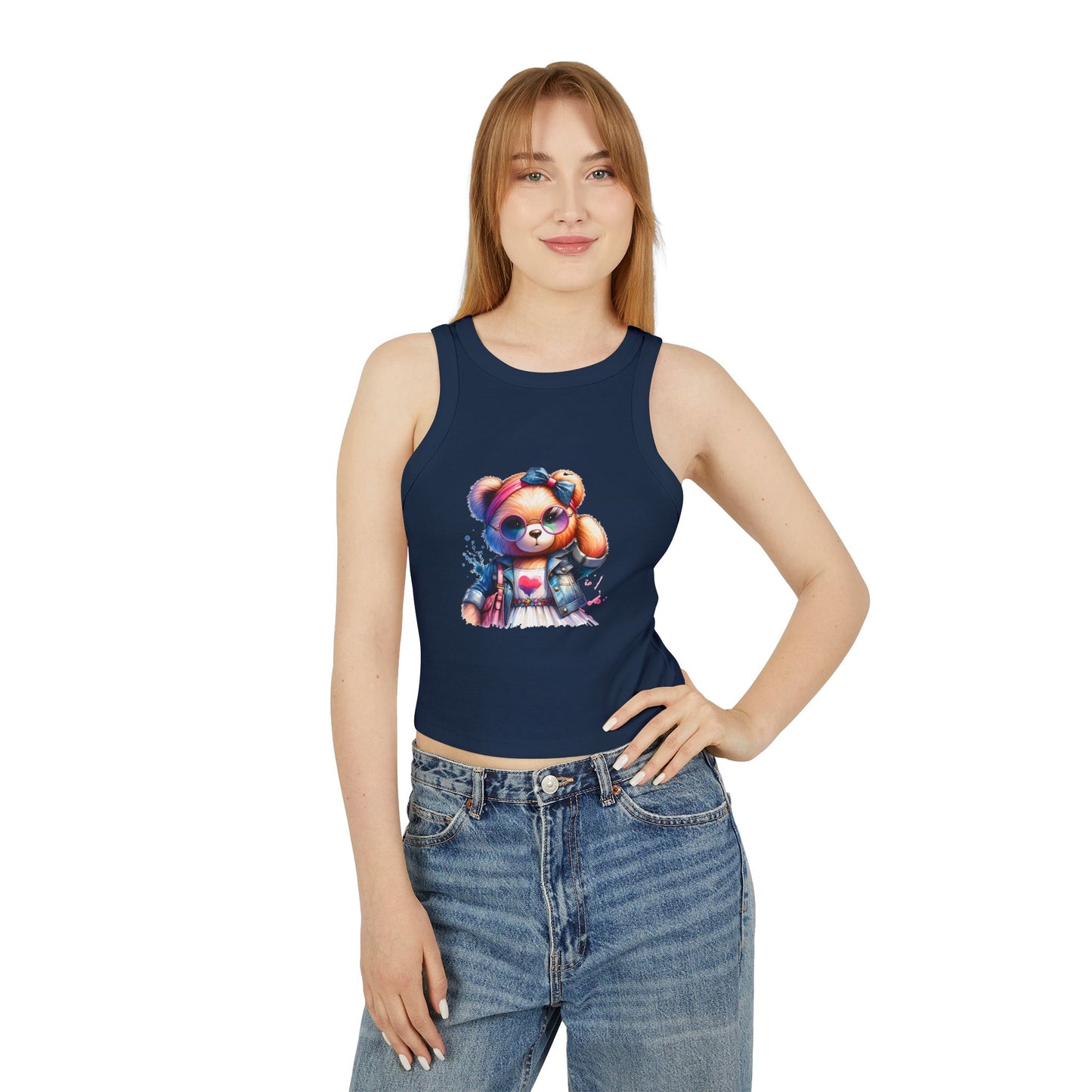 Princess Grace  Cute Bear Graphic Women's Micro Rib Racer Tank Top