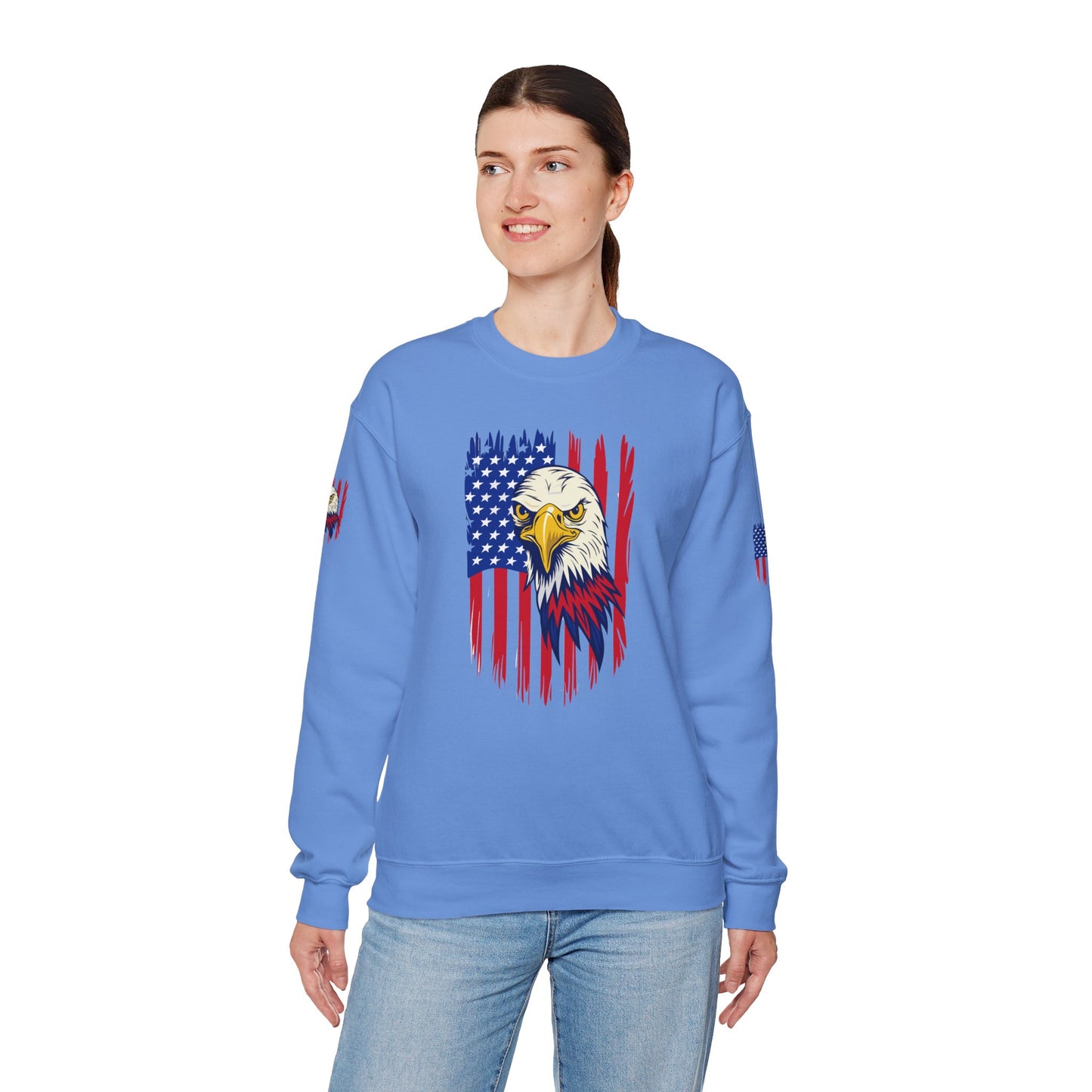 Princess Grace Patriotic Eagle Crewneck Sweatshirt Unisex Heavy Blend