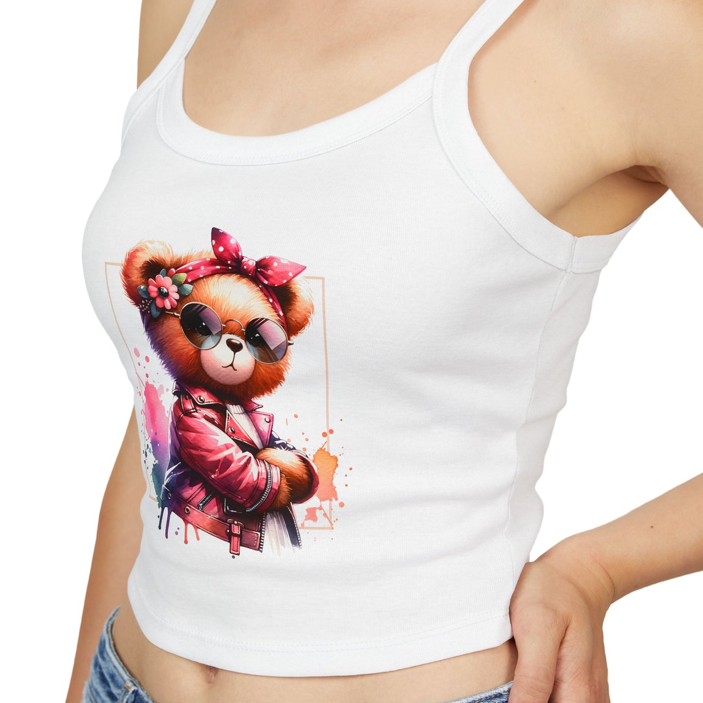 Princess Grace  Cute Graphic Women's Spaghetti Strap Tank Top  Trendy Bear Design