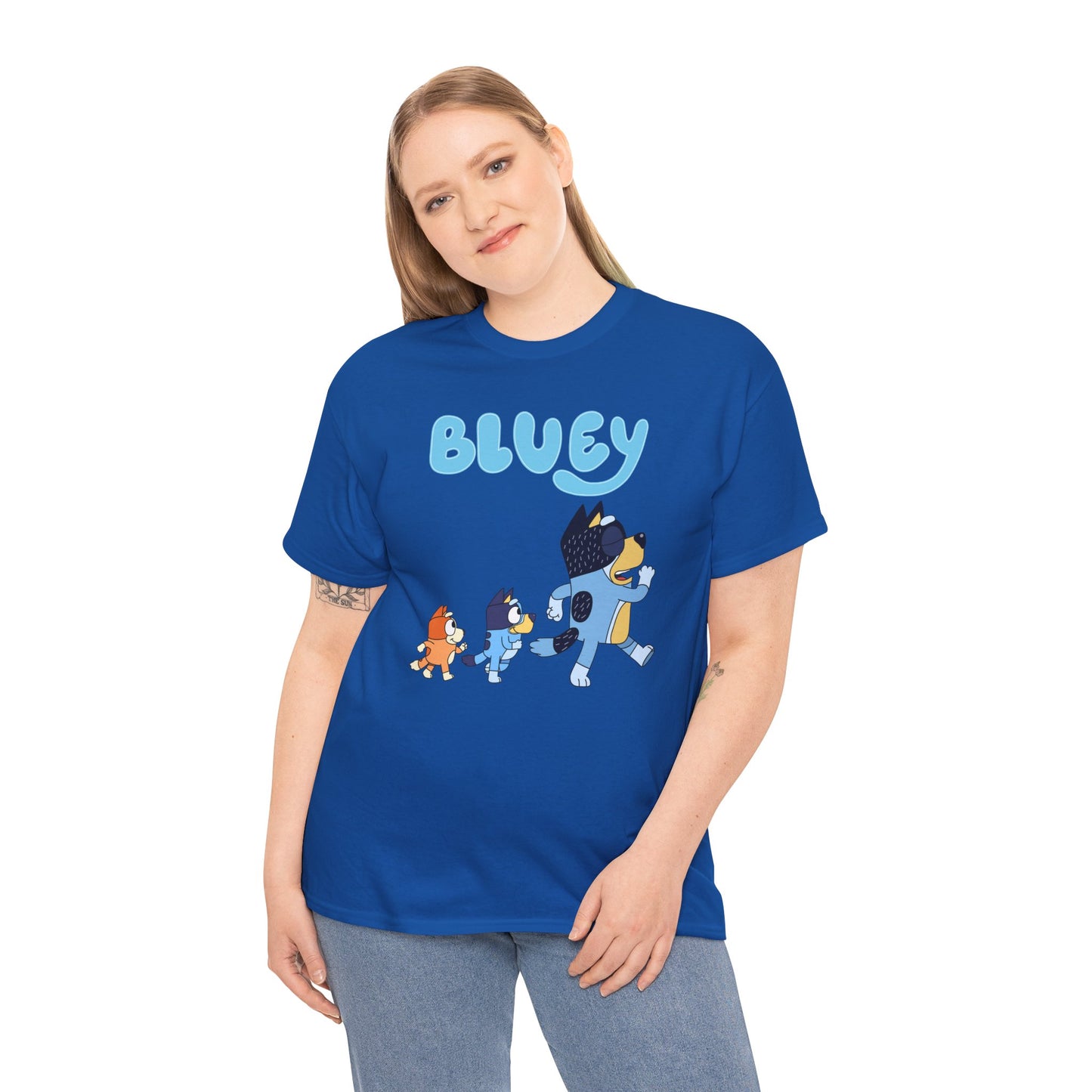 Princess Grace  Bluey Unisex Heavy Cotton Tee  Cute Cartoon T-Shirt for Kids and Adults
