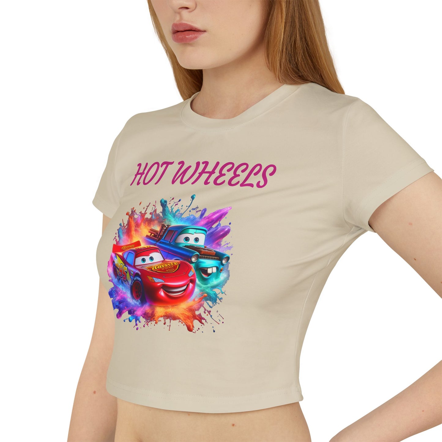 Princess Grace  Hot Wheels Women's Baby Tee Colorful Cartoon Graphic