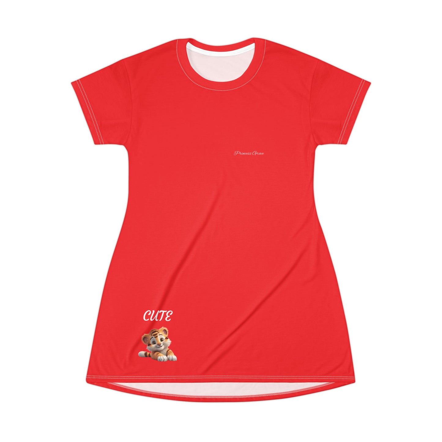 Princess Grace  Cute Red T-Shirt Dress with  Playful Styles