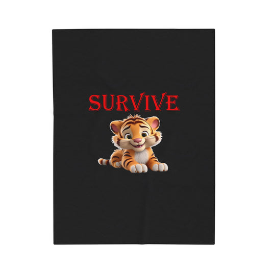 Princess Grace  Survive Tiger Velveteen Plush Blanket  Cozy Kids Comfort for Adventures