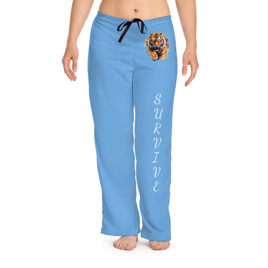 Princess Grace  Blue  Pajama Pants with 'SURVIVE' Tiger Design