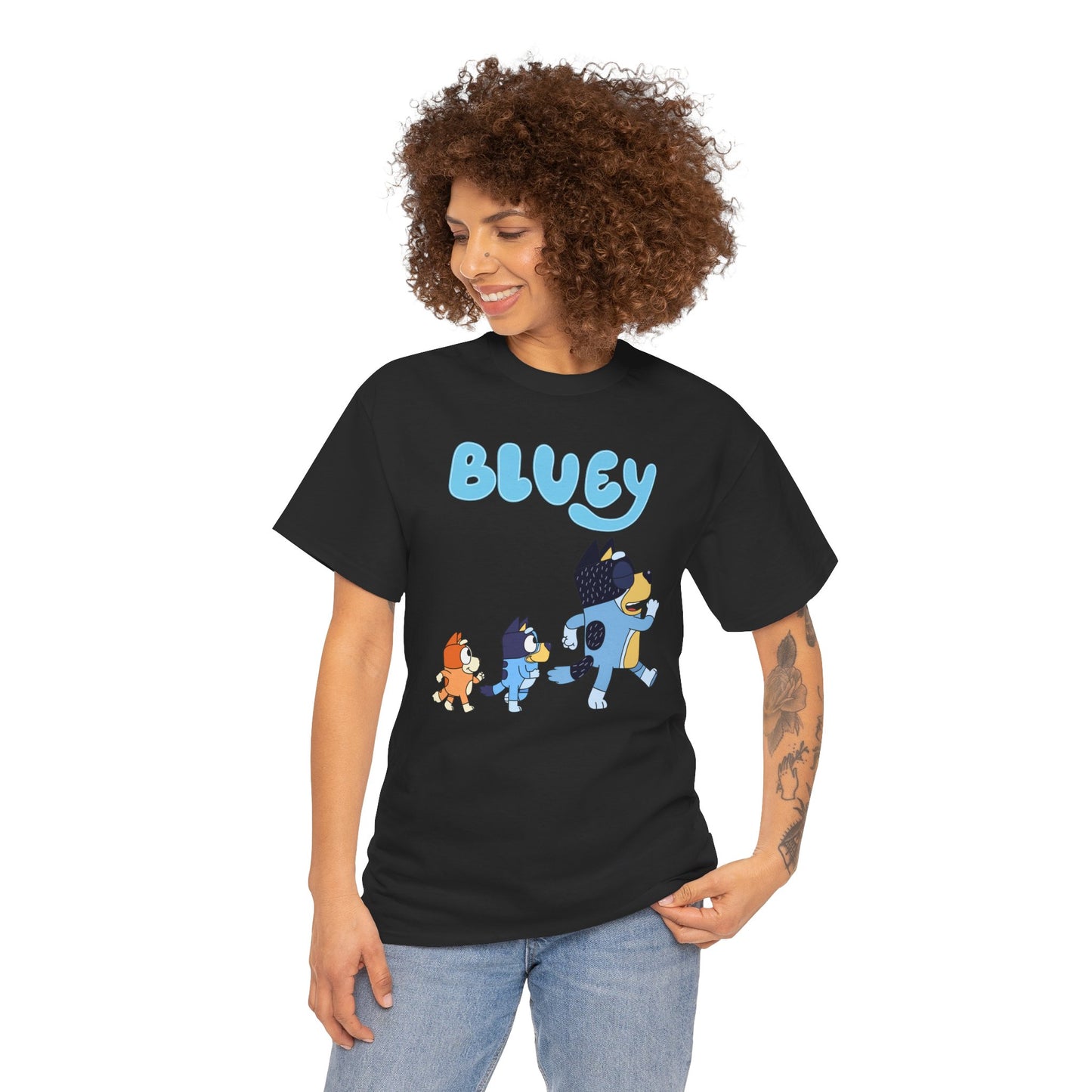Princess Grace  Bluey Unisex Heavy Cotton Tee  Cute Cartoon T-Shirt for Kids and Adults
