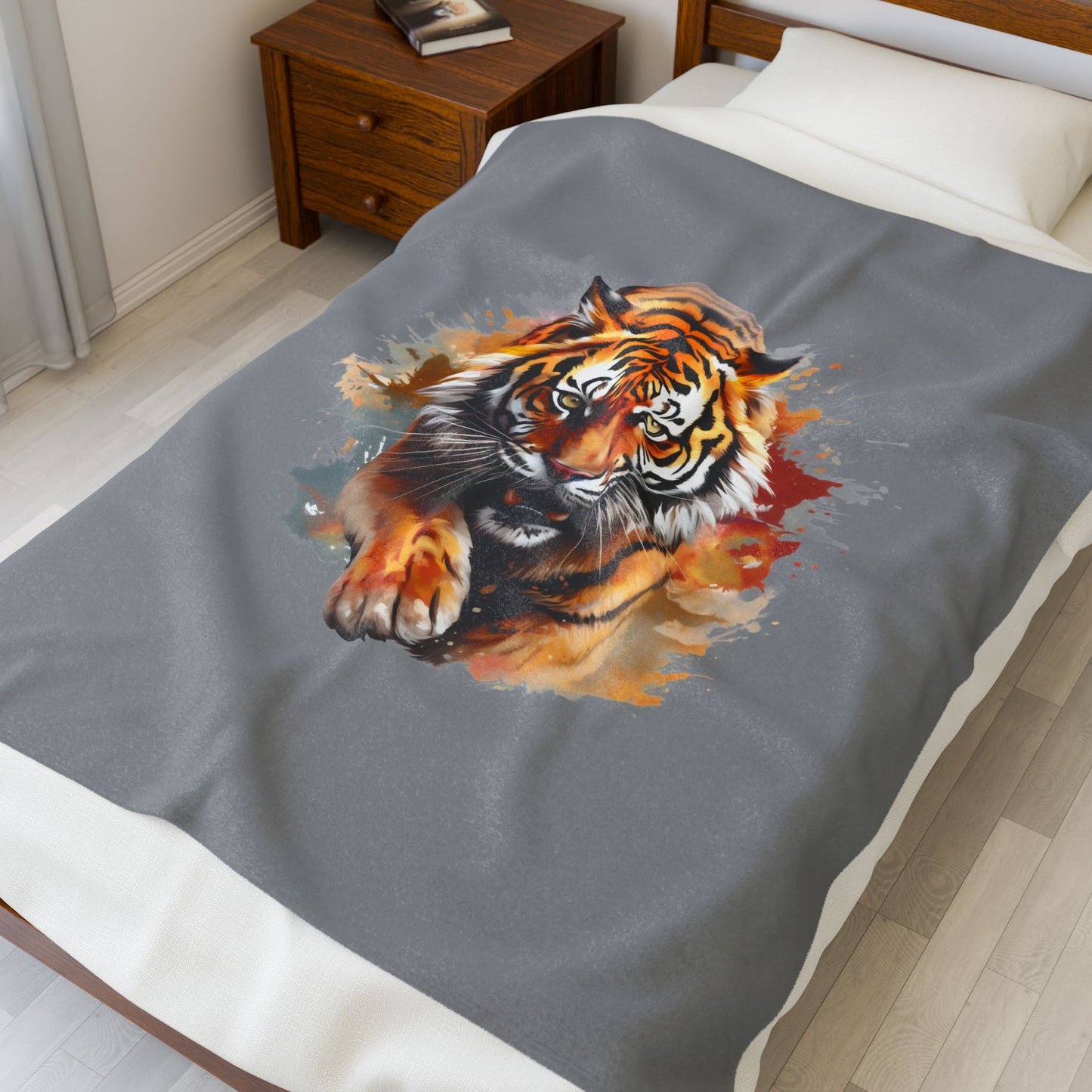 Princess Grace  Wild Tiger Velveteen Plush Blanket  Cozy Home Decor for Animal Lovers