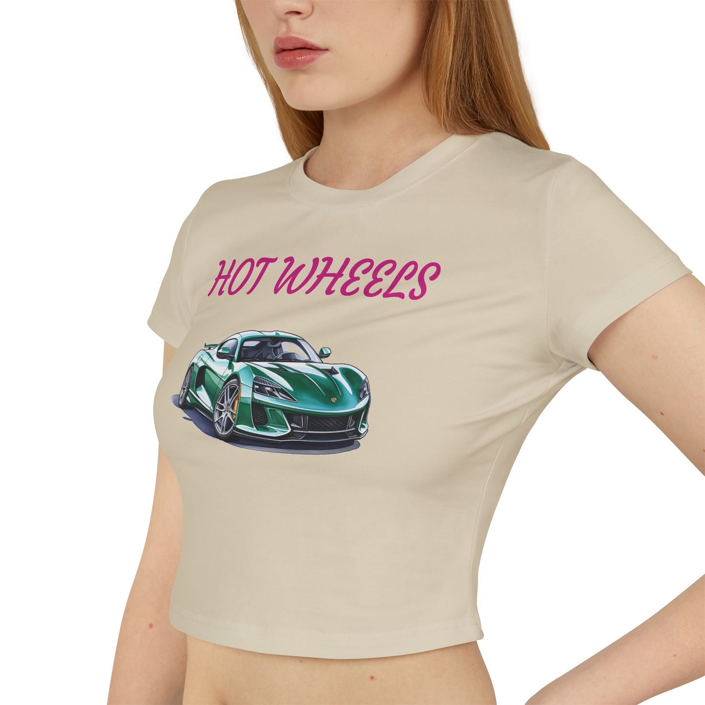 Princess Grace  Women's Baby Tee Hot Wheels Graphic Car Tee, Perfect for Car Enthusiasts