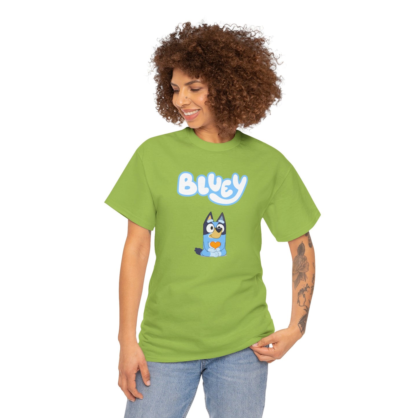 Princess Grace  Bluey Unisex Heavy Cotton Tee  Comfortable Cartoon T-Shirt for Kids and Adults