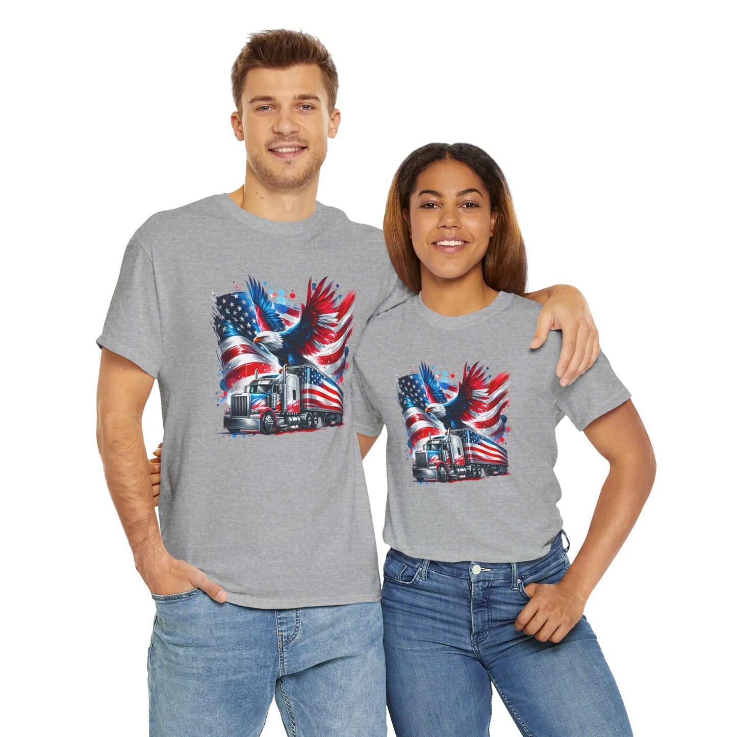 Princess Grace  Patriotic Eagle Truck Unisex Heavy Cotton Tee