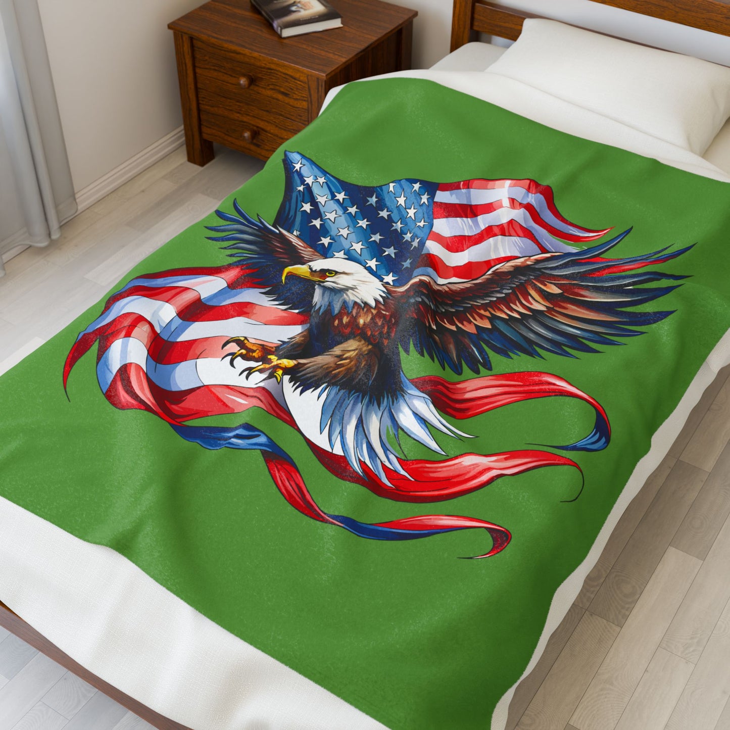 Princess Grace  Patriotic Eagle Velveteen Plush Blanket  Perfect for Independence Day & Cozy Evenings