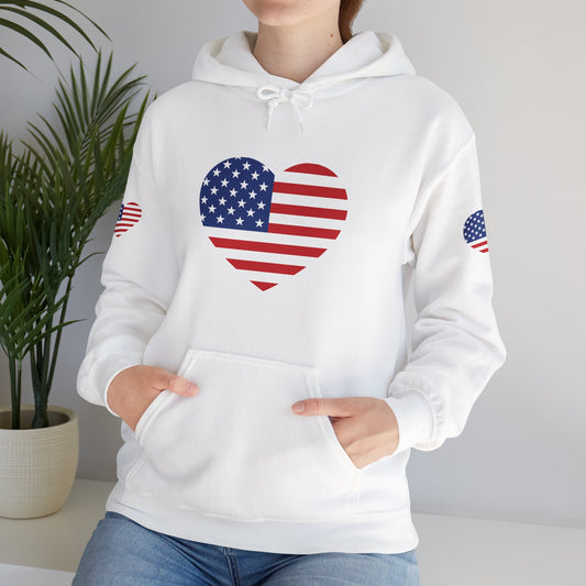 Princess Grace  Patriotic Heart Design Unisex Hoodie  Perfect for Holidays and Celebrations