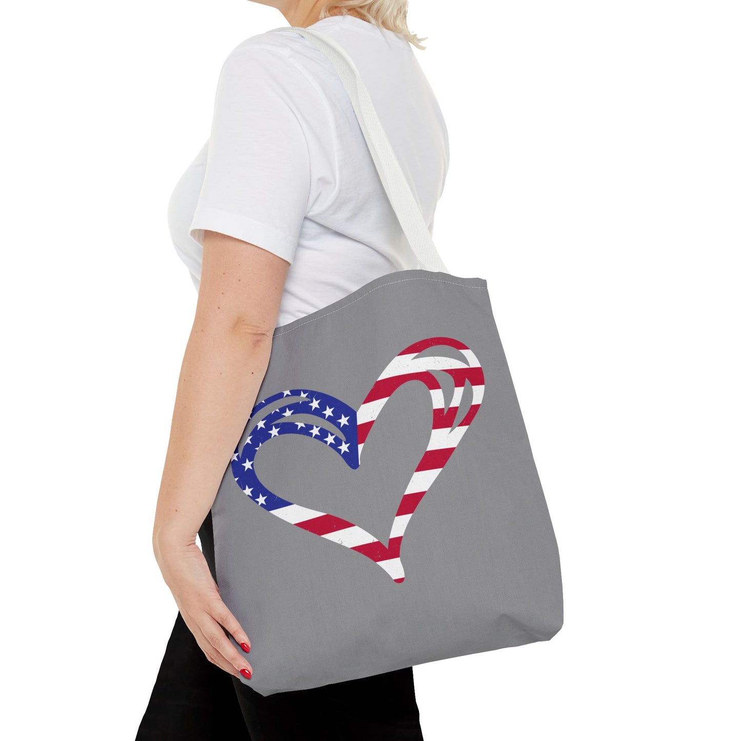 Princess Grace  Patriotic Heart Tote Bag Ideal for Celebrations & Everyday Use