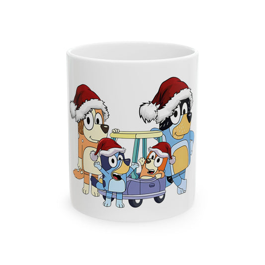 Princess Grace Festive Dog Family Ceramic Mug  11oz 15oz Christmas Coffee Cup