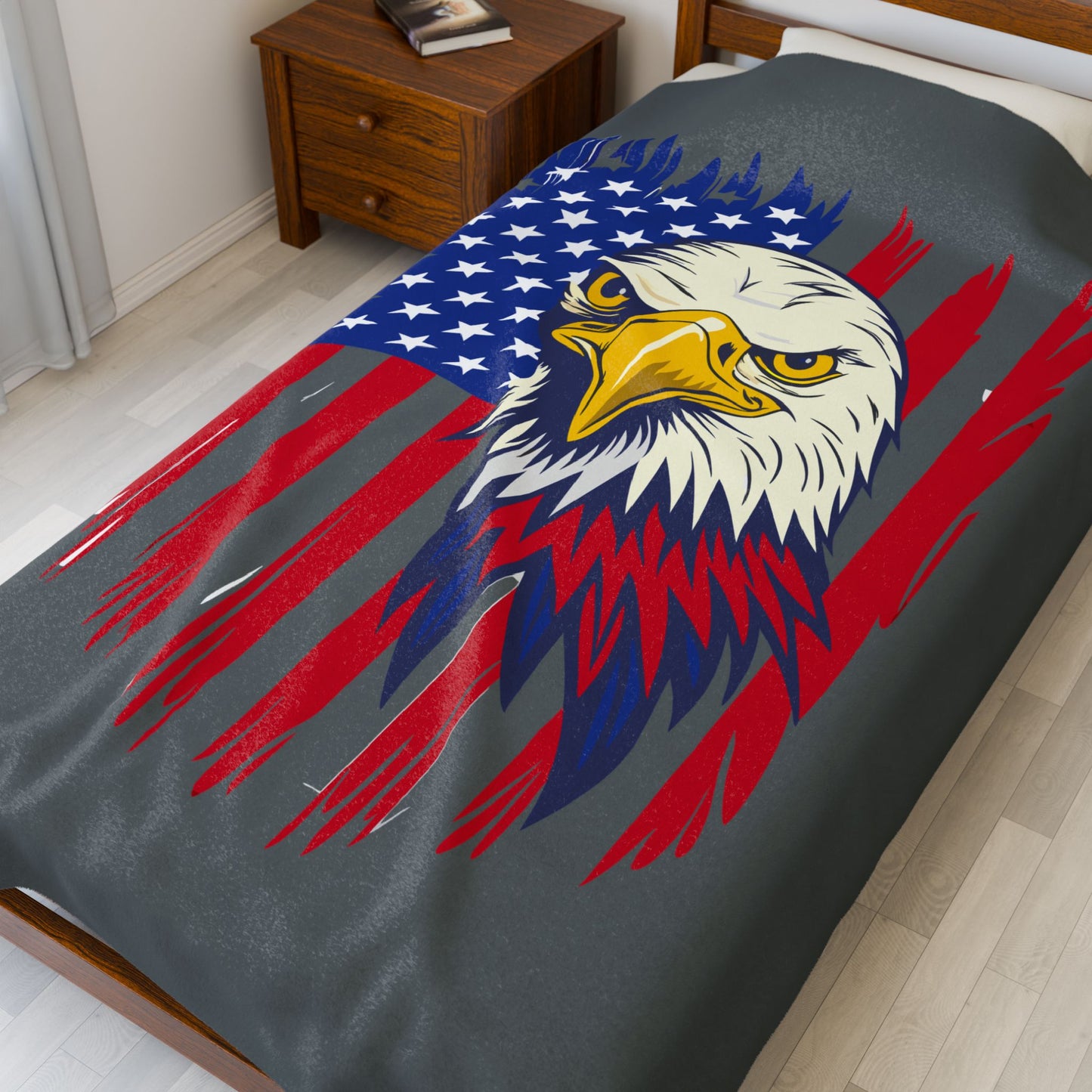 Princess Grace  Patriotic Eagle Velveteen Plush Blanket