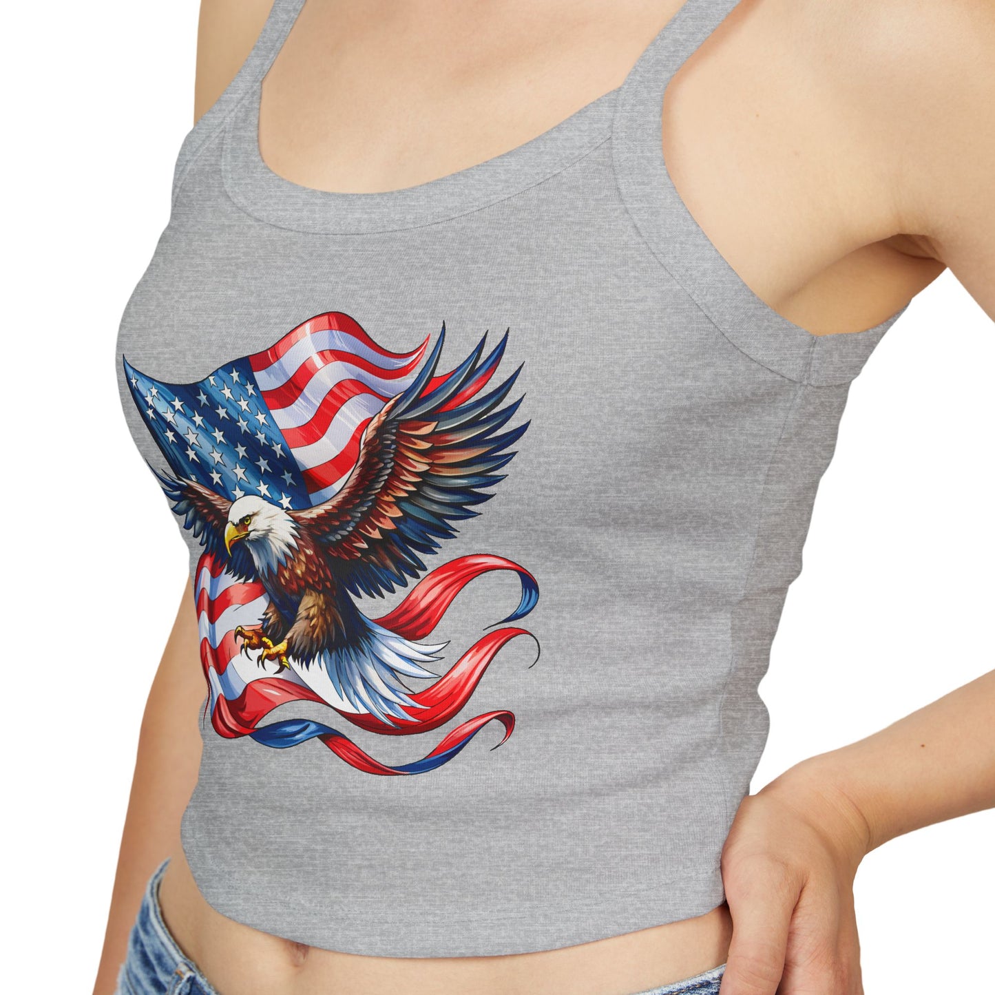 Princess Grace  Patriotic Women's Spaghetti Strap Tank Top USA Eagle Design