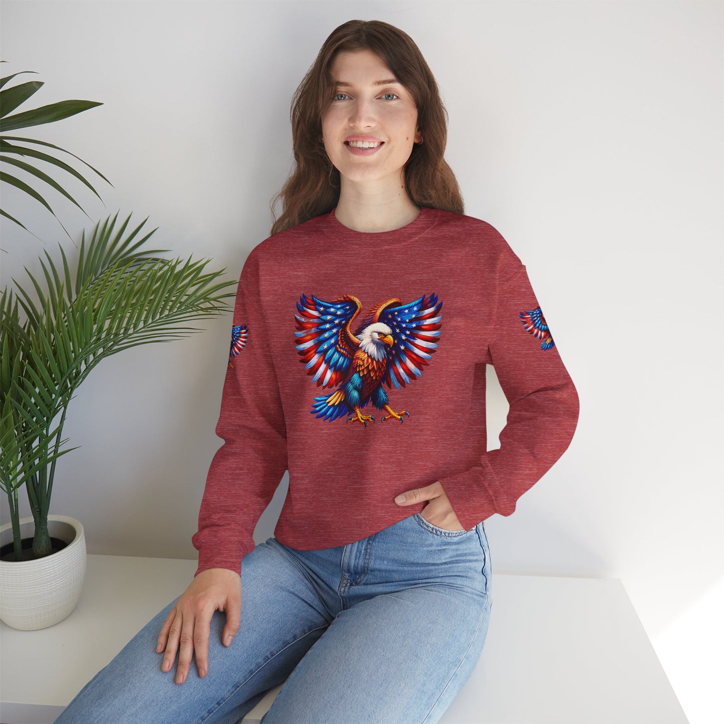 Princess Grace  Eagle Wings Unisex Crewneck Sweatshirt Patriotic Graphic Pullover