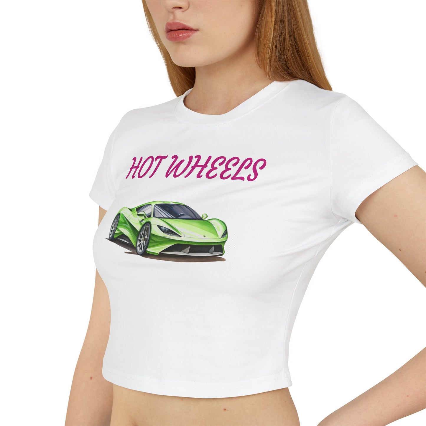 Princess Grace  Hot Wheels Women's Baby Tee Fun & Stylish Car Graphic Shirt for Racing Enthusiasts